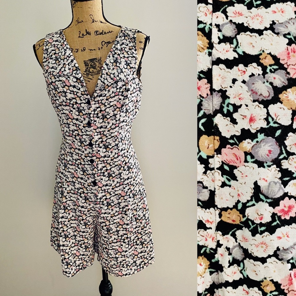 Vintage Elisse Floral Rayon Romper Size M